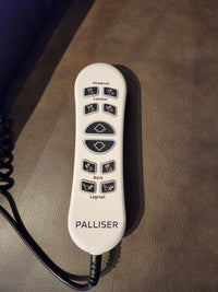 Palliser Oakridge 40180-C2 remote adjusts headrest, lumbar, back, and legrest on power lift chair.