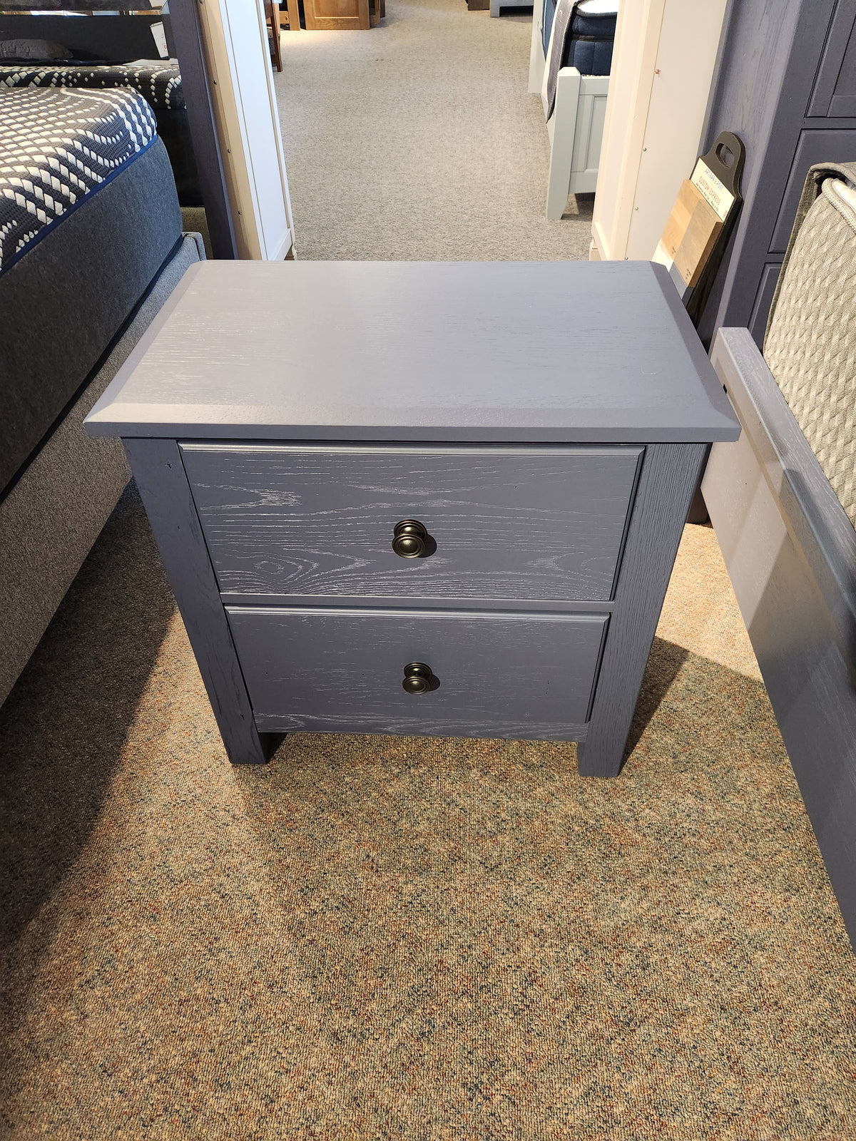 Vaughan Bassett 126 Artisan & Post nightstand: Solid American White Oak with round knobs and soft-close drawers.