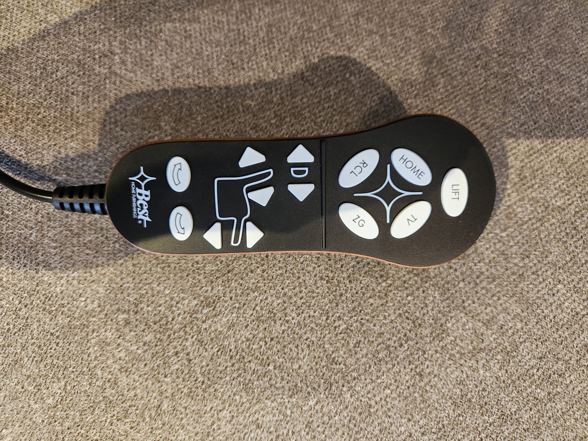 Black remote with arrow and recline buttons, from the Best Davida 2AZ53 Power Lift Chair.