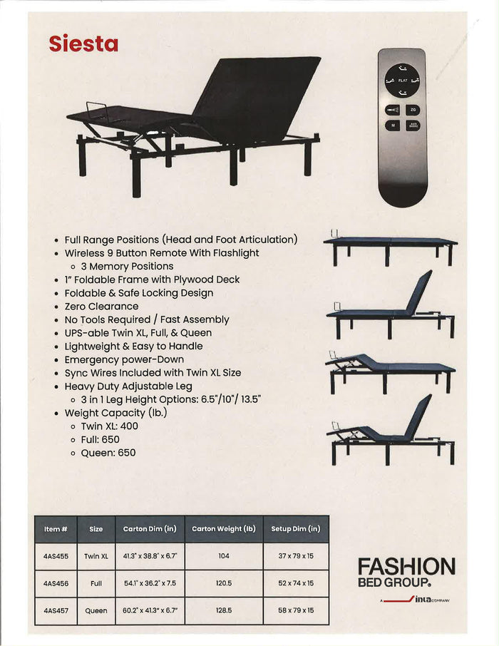 Siesta Adjustable Base