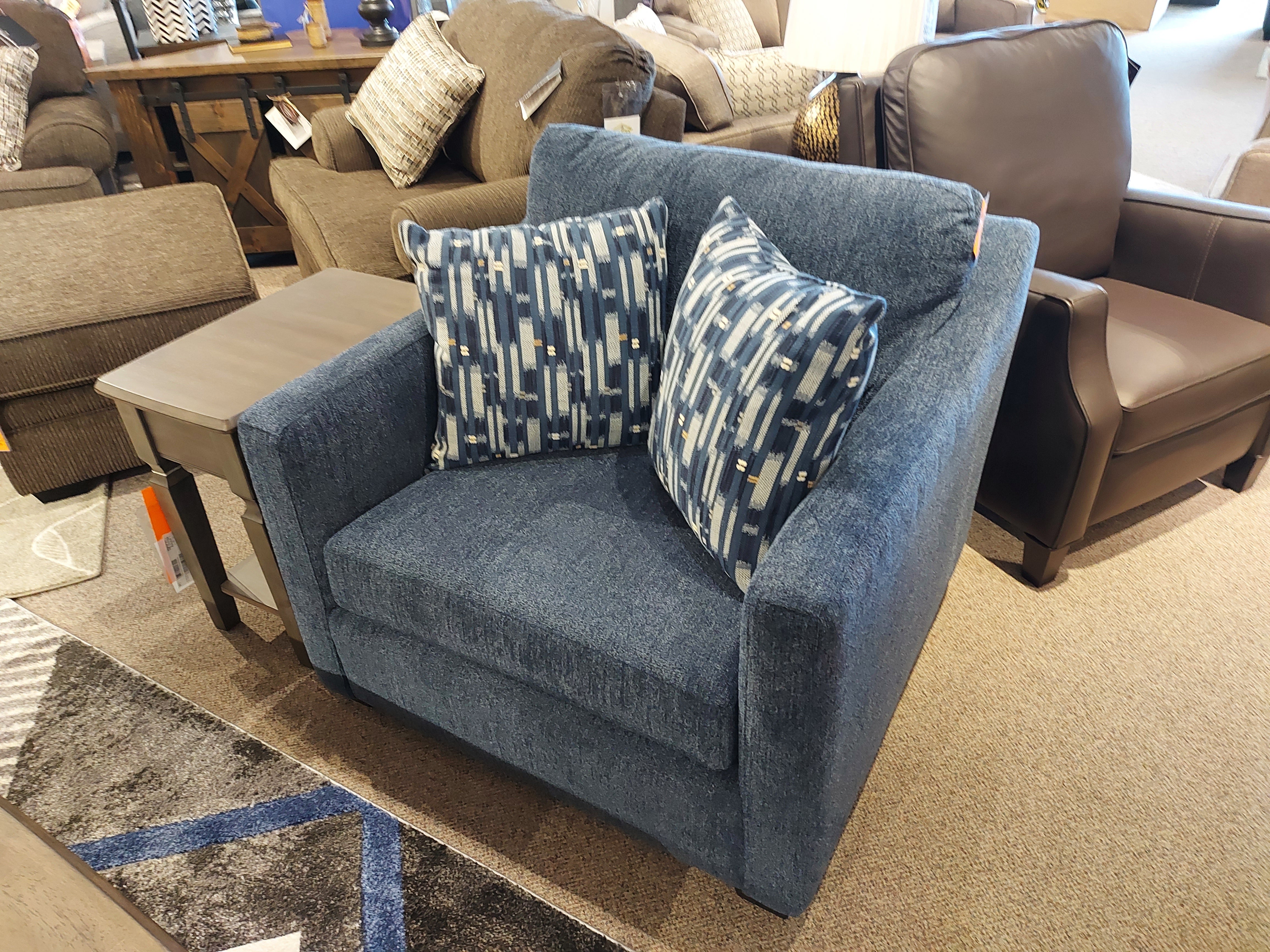 Trendline 4804 Fonzo Blue Chair 1/2, Living Room
