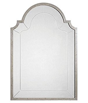 Introducing the Renwil Atley Wall Mirror, showcasing a decorative arched frame with an exquisitely symmetrical design.