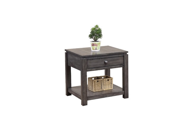 The LC101 Lancaster 24" End Table from Winners Only, in gray American birch, has a drawer and shelf for any modern room.