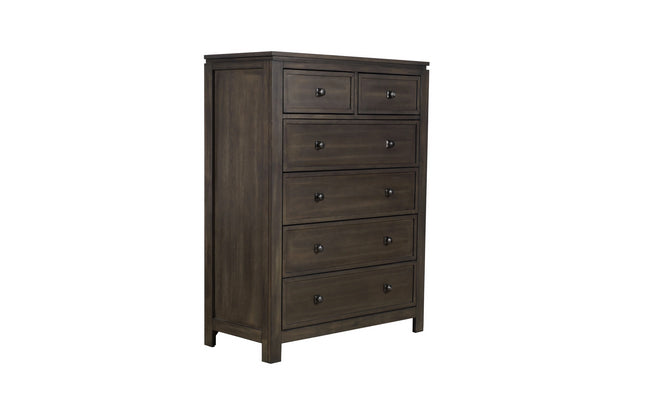 The Lancaster 6-Drawer Chest by Winners Only boasts a classic design with dark wood and metal knobs.